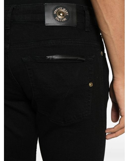 Versace Mid Waist Slim-fit Jeans in het Black voor heren