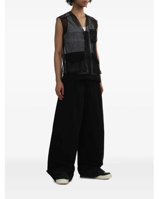 Simone Rocha Black Semi-Sheer Waistcoat for men