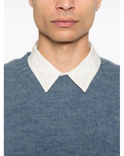 Diana Studio Blue Brushed-Knit Crew-Neck Sweater for men