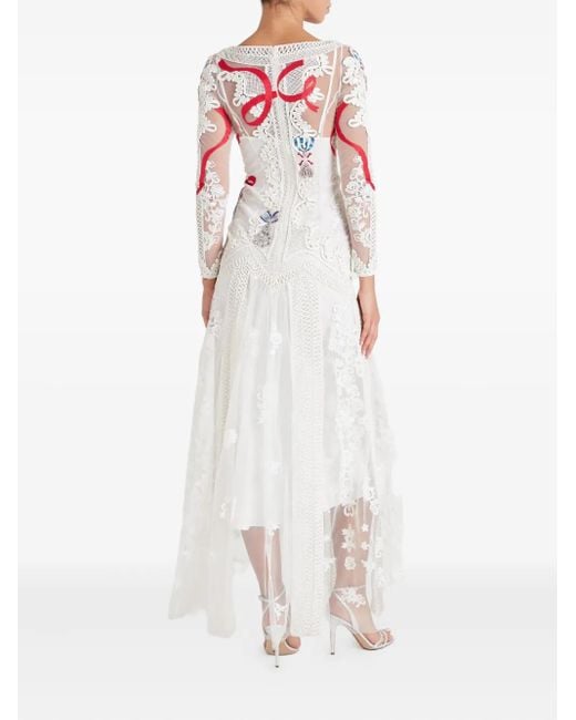 Robe Diamantine À Dentelle Fleurie Temperley London en coloris White