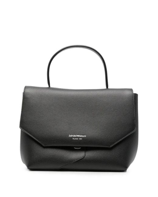 Emporio Armani Black 1981 Leather Tote Bag