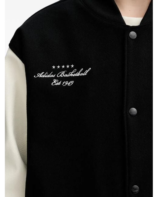 Adidas Black Originals Basketball Appliqué Bomber Jacket