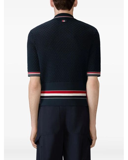 Thom Browne メンズ ブルー ストライプ ポロシャツ 【公式通販】