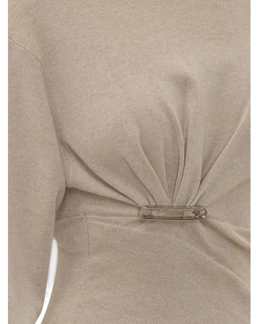 Lanvin White Safety-Pin Draped Sweater