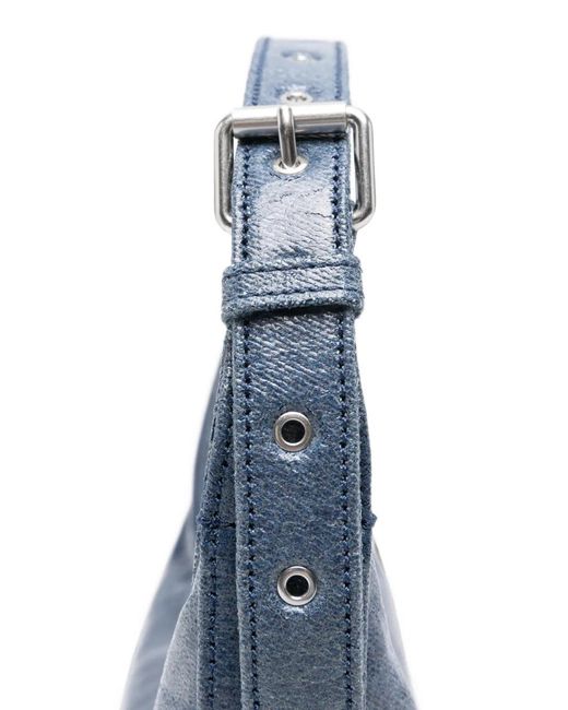 Alexander Wang Blue Crinkled-Effect Logo-Debossed Shoulder Bag
