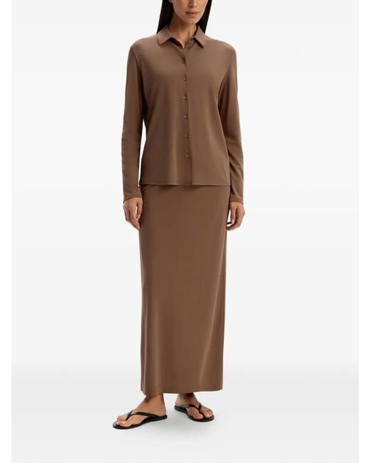 12 STOREEZ Brown Split Midi Skirt