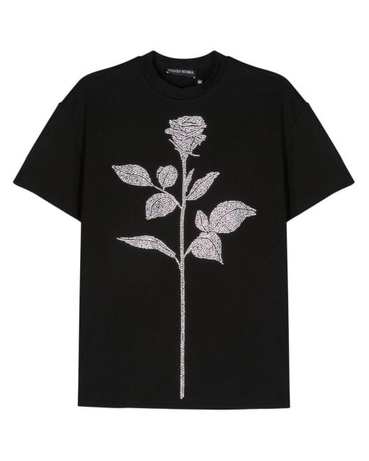 David Koma Black Rhinestone Embellished T-shirt