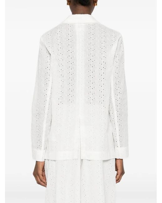 Forte_forte White Eyelet Tie Jacket