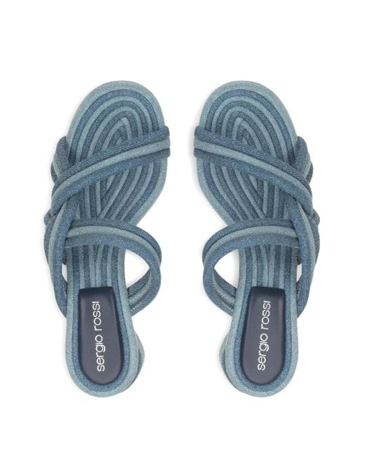 Sergio Rossi Blue 50Mm Watamu Knotted Denim Sandals