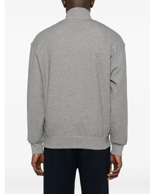 Maison Kitsuné Gray Fox Head Comfort Half Zip Sweatshirt for men