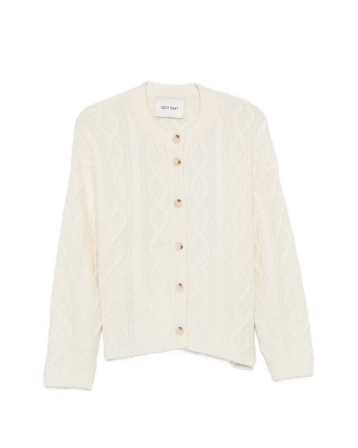 Soft Goat White Cable-Knit Cardigan