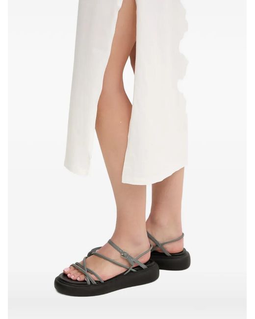 Hurley White Graphic-Print Side-Slit Midi Dress