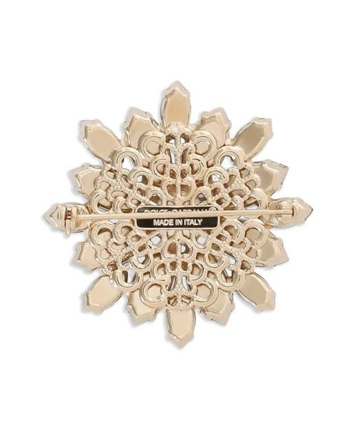 Dolce & Gabbana Green Crystal-Flower Brooch for men