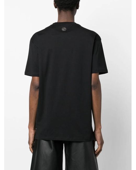 Philipp Plein Black Rhinestone-Embellished Teddy-Print T-Shirt for men