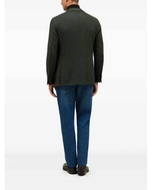 Boglioli Green Patch-Pocket Buttoned Blazer for men