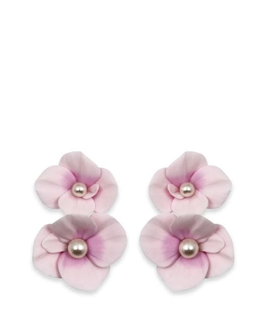 Jennifer Behr Pink Aylani Floral-Motif Earrings