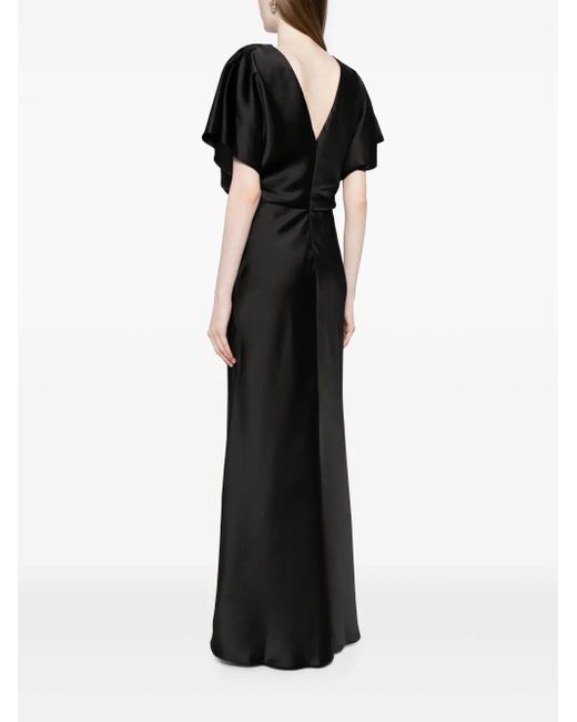 Amsale Black Draped Satin Gown