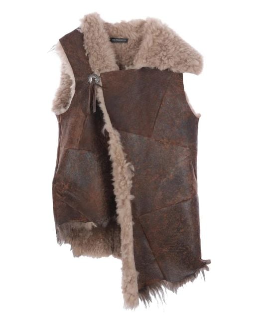 Ann Demeulemeester Brown Shearling-Panelled Leather Gilet