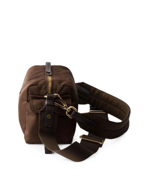 Prada Brown Explore Small Re-Nylon And Leather Shoulder Bag