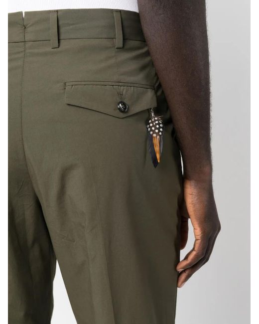 PT Torino Green Pleat-Detail Straight-Leg Trousers for men