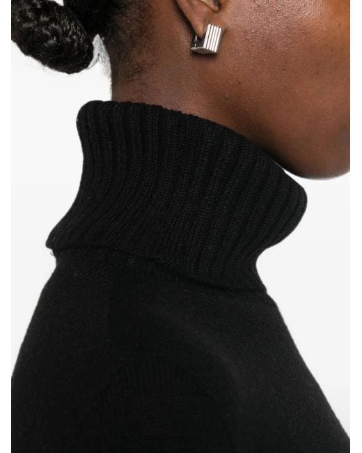 Aragona Black Roll-Neck Ribbed-Trim Sweater