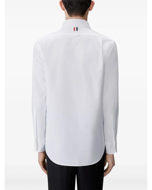 Thom Browne White Logo-Appliqué Shirt for men