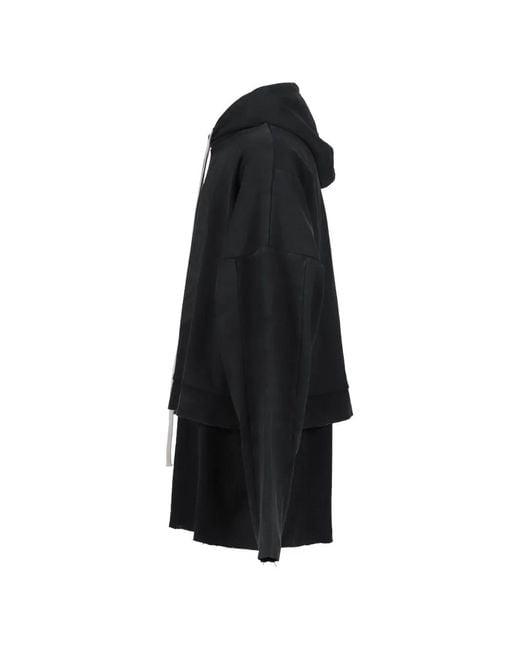 ARNODEFRANCE Black Overlapped Cropped Hoodie for men
