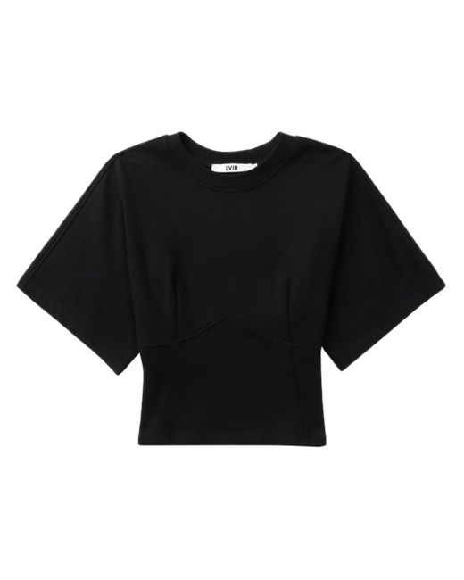 LVIR Black Panelled Cotton T-shirt