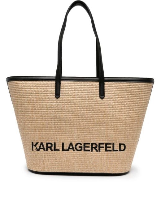 Karl Lagerfeld K/essential Raffia Tote Bag in het Natural