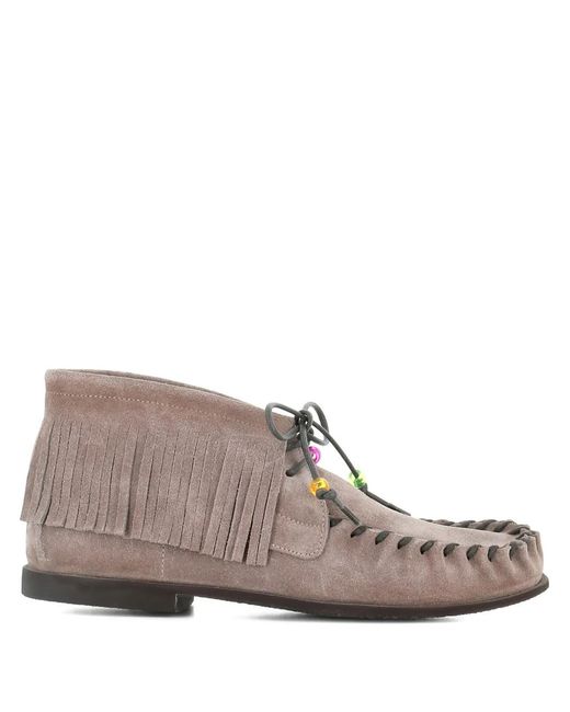 Alexander Hotto Brown Fringe-Detail Ankle Boots