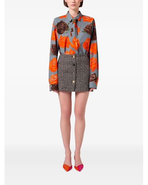 MSGM Gray Button-Down Mini Skirt