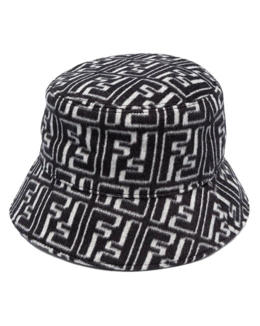 Fendi Black Ff-jacquard Bucket Hat