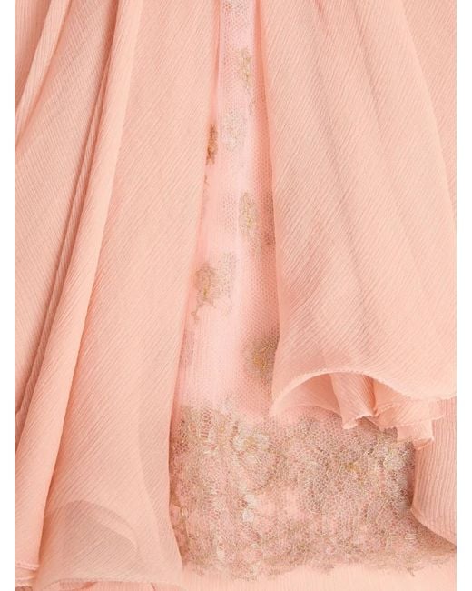 Valentino Garavani Pink Lace-Embellishment Midi Dress
