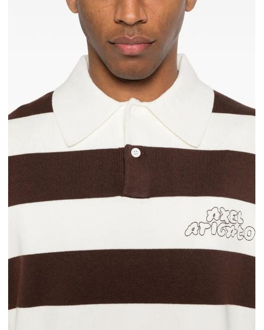 Axel Arigato Brown Rey Striped Logo Polo Shirt for men