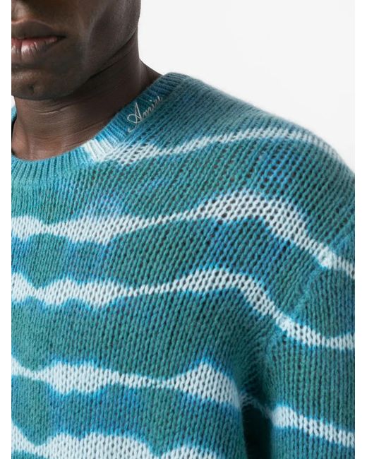 Amiri Blue Tie-Dye Cashmere Jumper for men