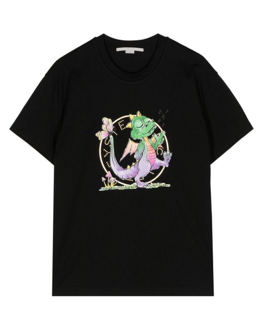 Stella McCartney Black Year of the Dragon T-Shirt mit Print
