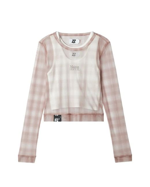 Izzue White Check Long-Sleeve T-Shirt