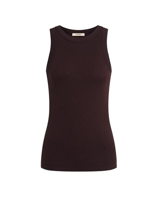 12 STOREEZ Purple Ribbed Tank Top