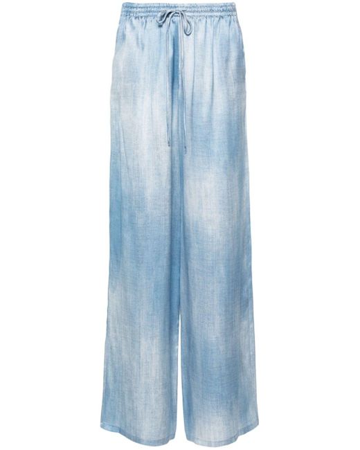 Pantalon en soie à coupe ample Ermanno Scervino en coloris Blue