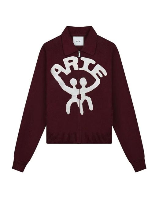 Arte' Red All Together Zipped Cardigan for men