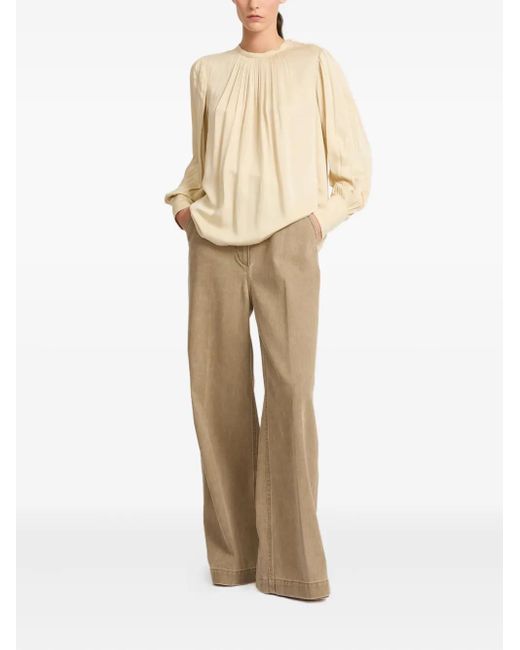 Yves Salomon Natural Button-Embellishment Blouse