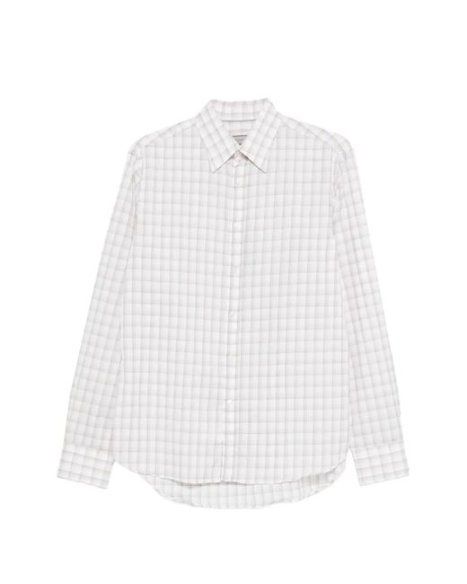 Canali White Checked Shirt for men
