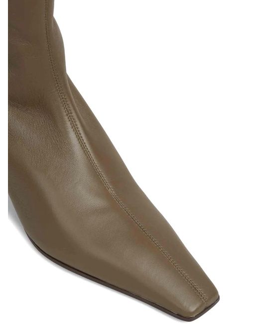Khaite White Arizona Square-Toe Ankle Boots