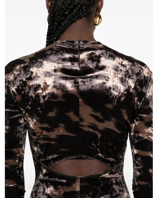 Nanushka Fluwelen Jurk Met Tie-Dye Print En Lange Mouwen in het Black