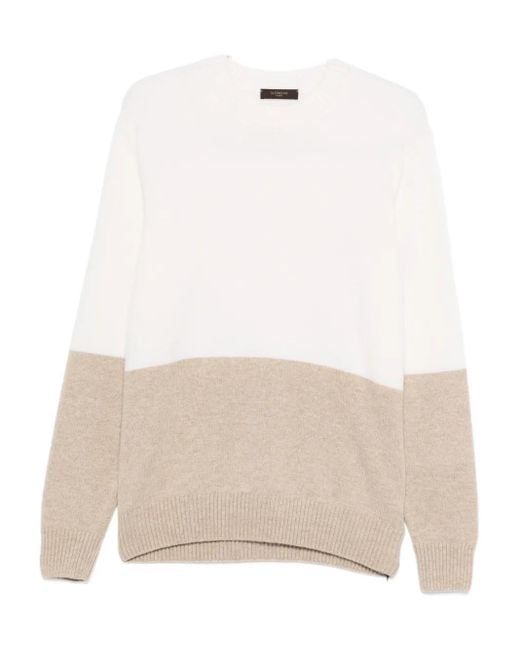 Zanone White Two-tone Sweater for men