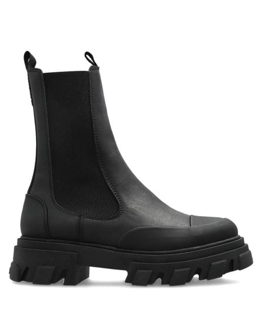 Ganni レザーアンクルブーツ Black