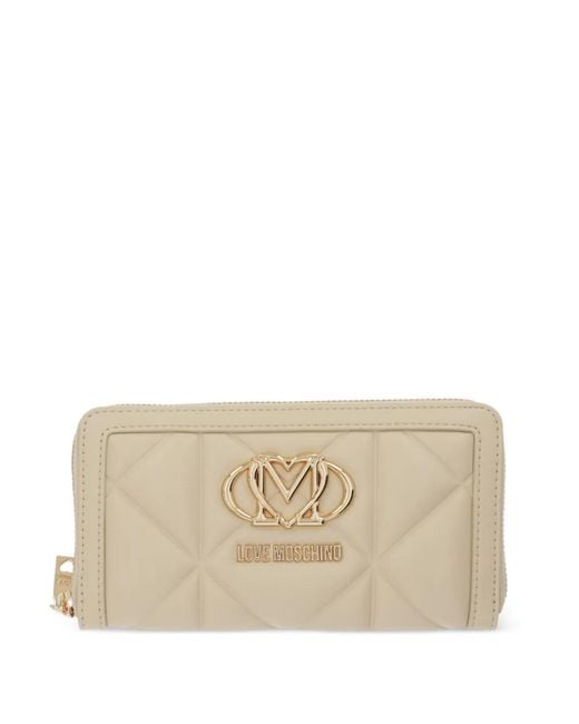 Love Moschino Natural Quilted Logo-Motif Wallet