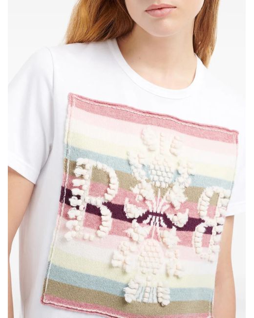 Barrie White Logo-Patch Striped T-Shirt