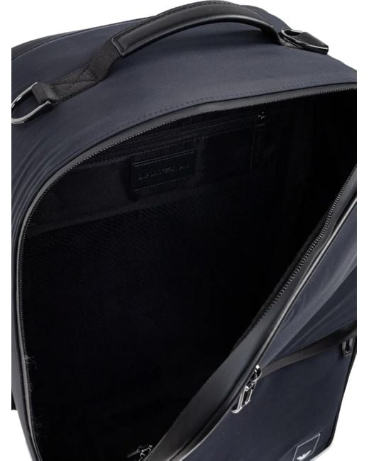Emporio Armani Blue Logo-Patch Adjustable Backpack for men