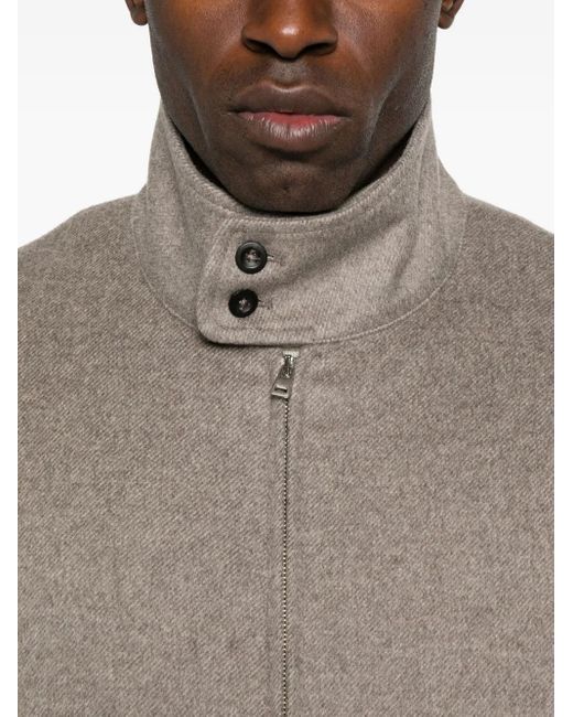 Cellar Door Brown Zip-Front Welt-Pocket Jacket for men